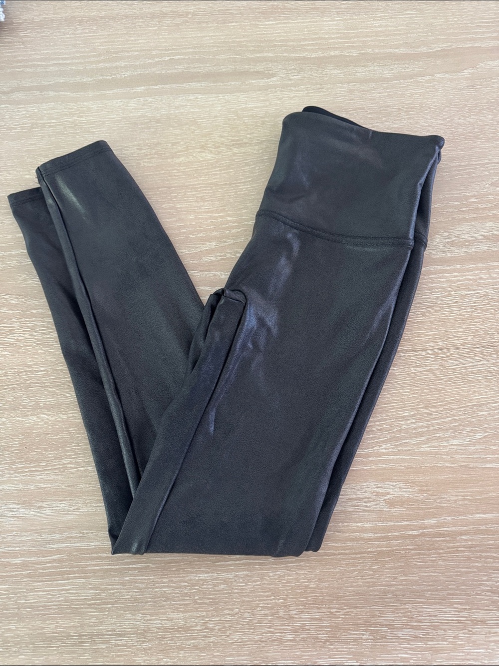 SPANX Black Faux-Leather High-Rise Jeggings